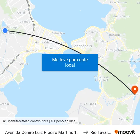 Avenida Ceniro Luiz Ribeiro Martins 106 to Rio Tavares map