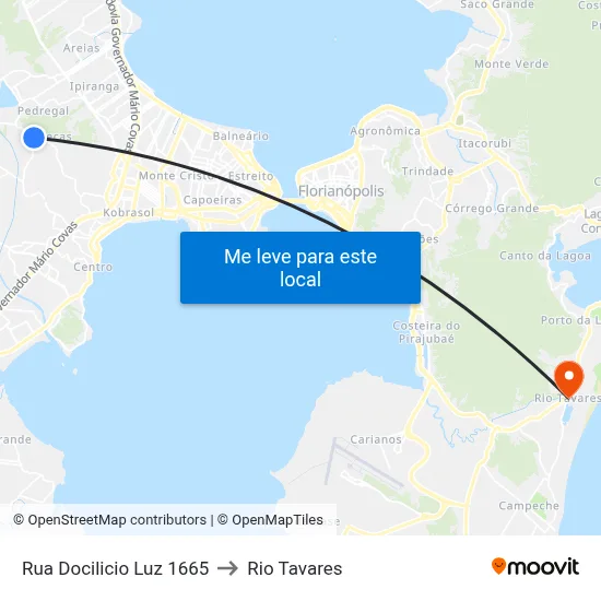 Rua Docilicio Luz 1665 to Rio Tavares map