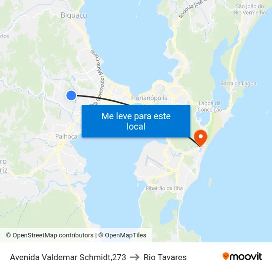 Avenida Valdemar Schmidt,273 to Rio Tavares map