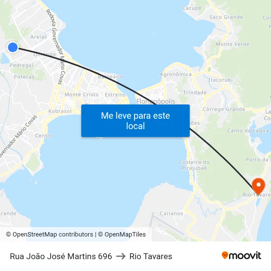 Rua João José Martins 696 to Rio Tavares map