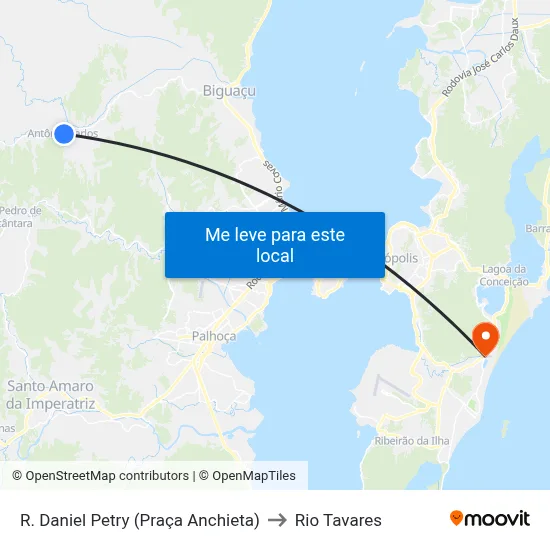 R. Daniel Petry (Praça Anchieta) to Rio Tavares map