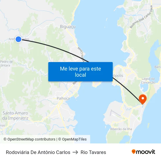 Rodoviária De Antônio Carlos to Rio Tavares map