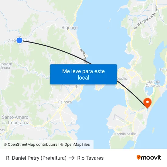 R. Daniel Petry (Prefeitura) to Rio Tavares map