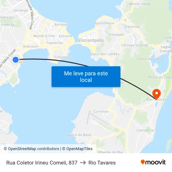 Rua Coletor Irineu Comeli, 837 to Rio Tavares map