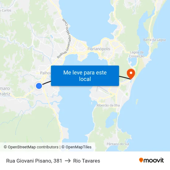 Rua Giovani Pisano, 381 to Rio Tavares map