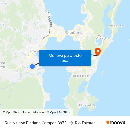 Rua Nelson Floriano Campos 3978 to Rio Tavares map