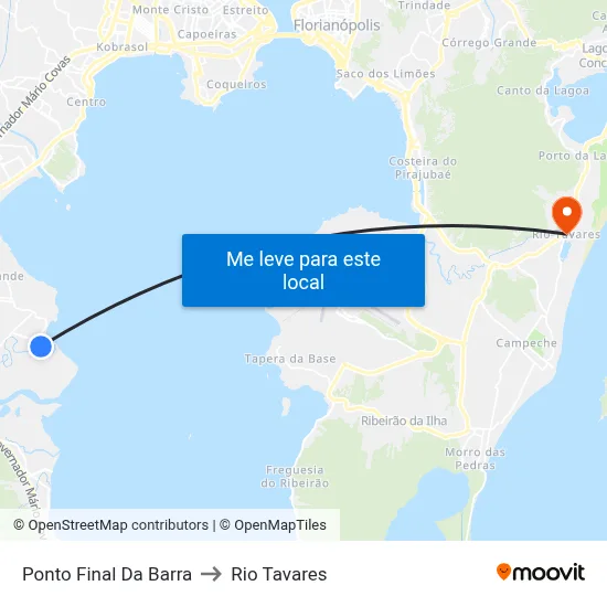 Ponto Final Da Barra to Rio Tavares map