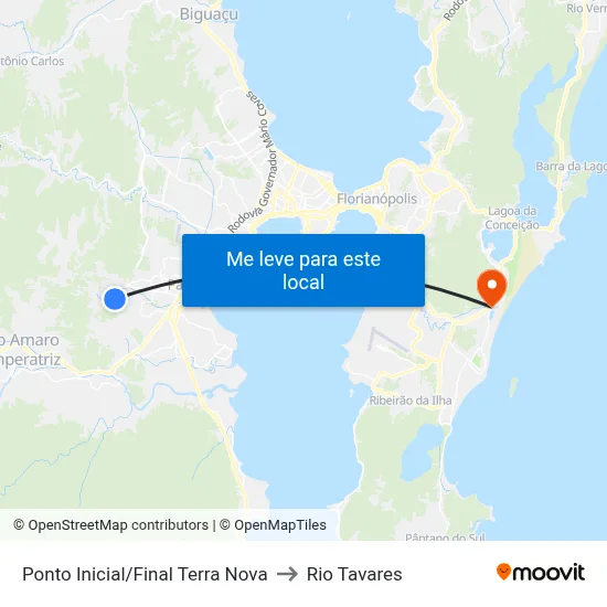 Ponto Inicial/Final Terra Nova to Rio Tavares map