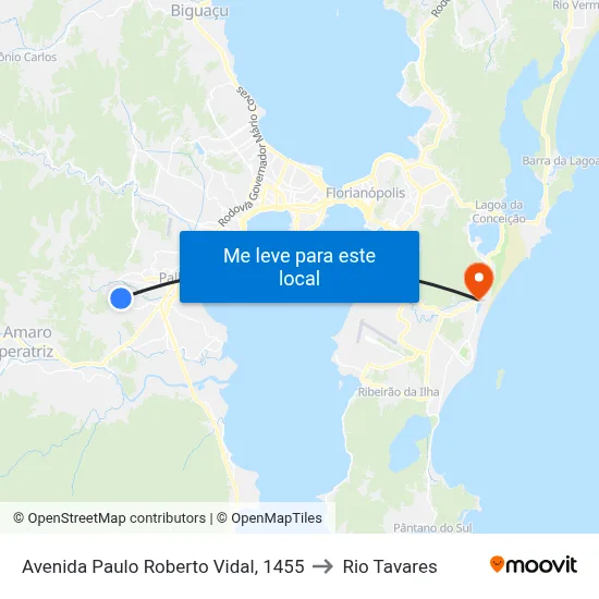 Avenida Paulo Roberto Vidal, 1455 to Rio Tavares map
