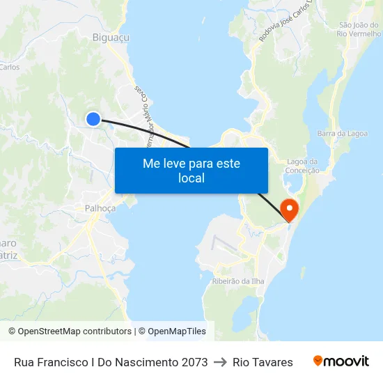 Rua Francisco I Do Nascimento 2073 to Rio Tavares map