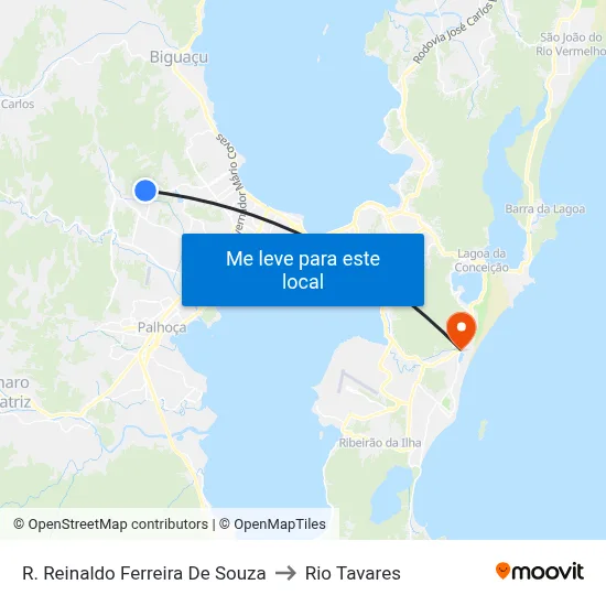 R. Reinaldo Ferreira De Souza to Rio Tavares map