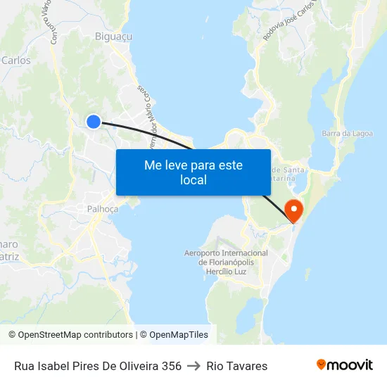 Rua Isabel Pires De Oliveira 356 to Rio Tavares map