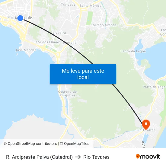 R. Arcipreste Paiva (Catedral) to Rio Tavares map