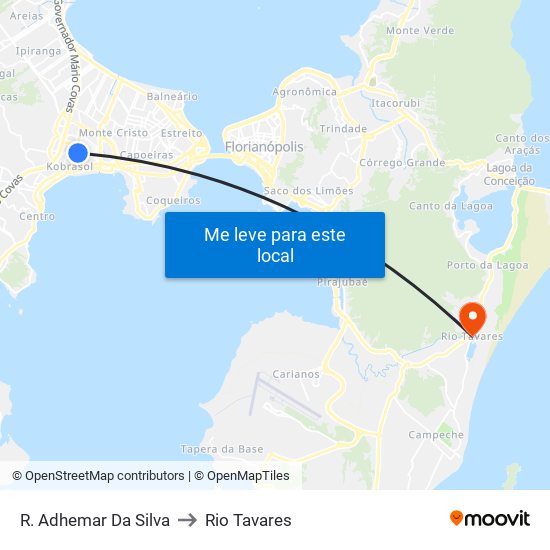 R. Adhemar Da Silva to Rio Tavares map