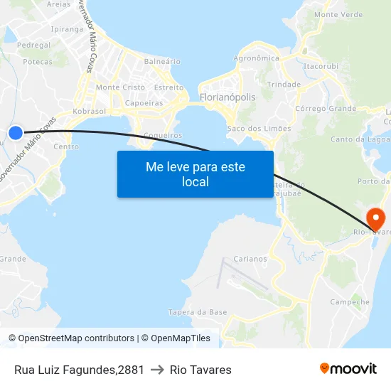 Rua Luiz Fagundes,2881 to Rio Tavares map