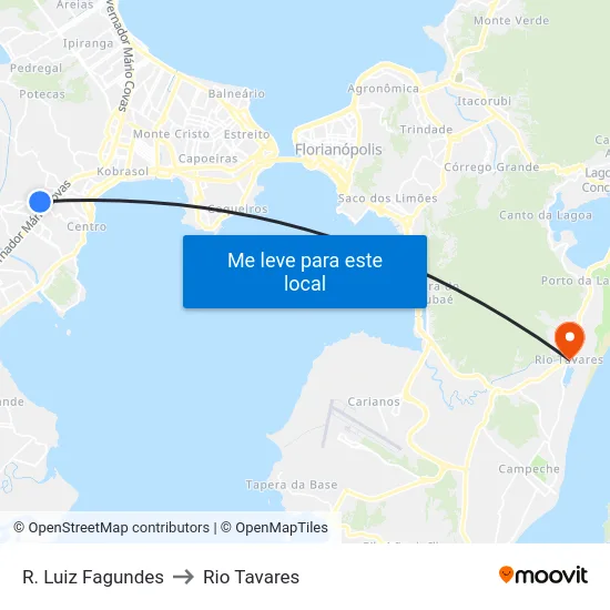 R. Luiz Fagundes to Rio Tavares map