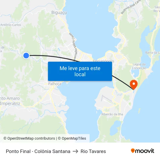 Ponto Final - Colônia Santana to Rio Tavares map