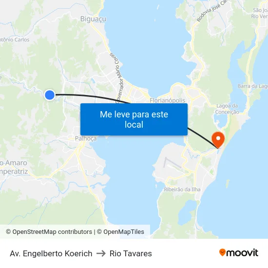 Avenida Engelberto Koerich to Rio Tavares map