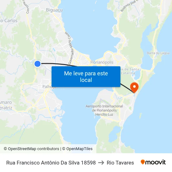 Rua Francisco Antônio Da Silva 18598 to Rio Tavares map