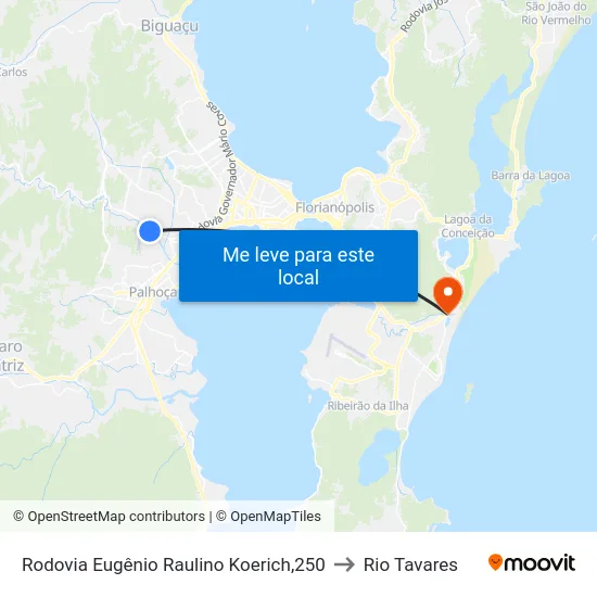Rodovia Eugênio Raulino Koerich,250 to Rio Tavares map