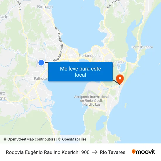 Rodovia Eugênio Raulino Koerich1900 to Rio Tavares map