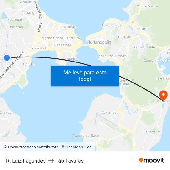 R. Luiz Fagundes to Rio Tavares map