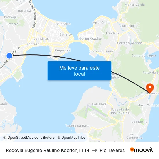 Rodovia Eugênio Raulino Koerich,1114 to Rio Tavares map