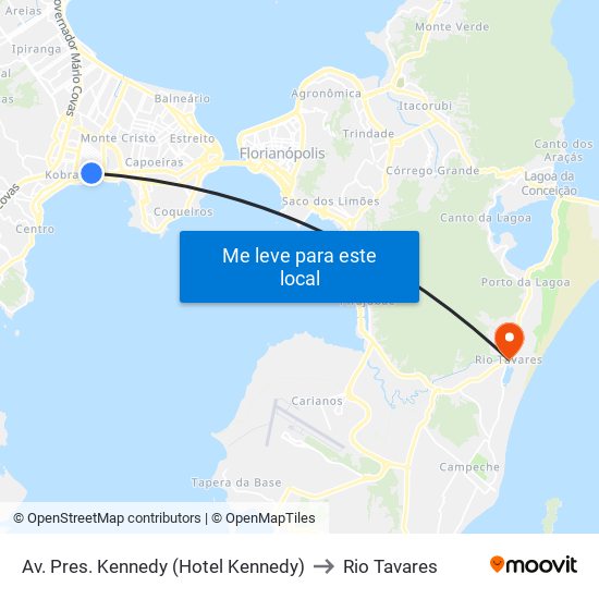 Av. Pres. Kennedy (Hotel Kennedy) to Rio Tavares map