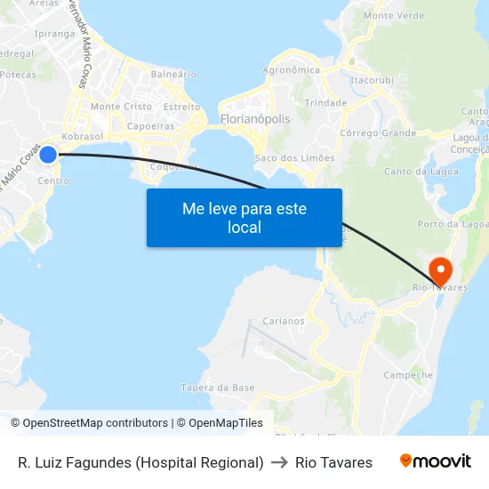 R. Luiz Fagundes (Hospital Regional) to Rio Tavares map