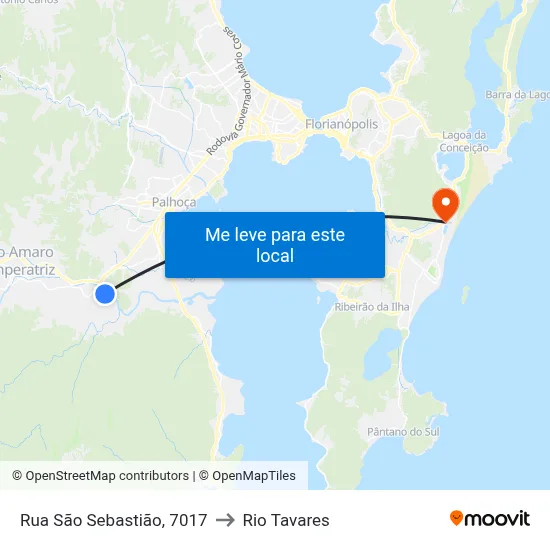 Rua São Sebastião, 7017 to Rio Tavares map