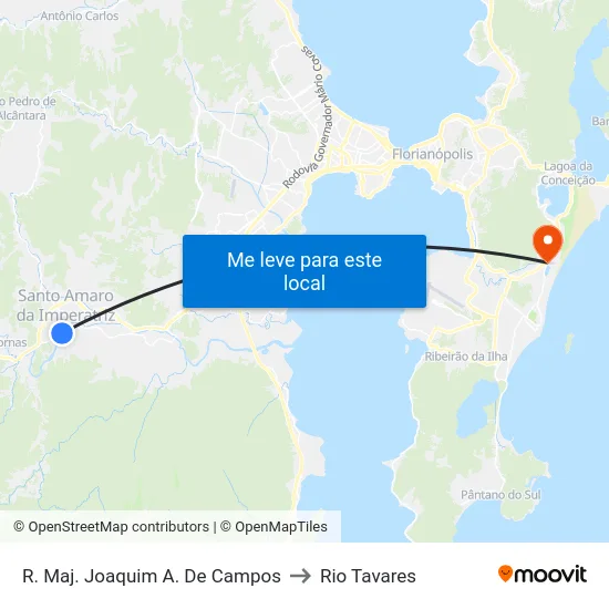 R. Maj. Joaquim A. De Campos to Rio Tavares map