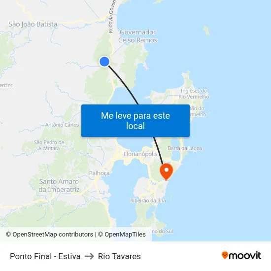 Ponto Final - Estiva to Rio Tavares map
