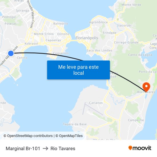 Marginal Br-101 to Rio Tavares map