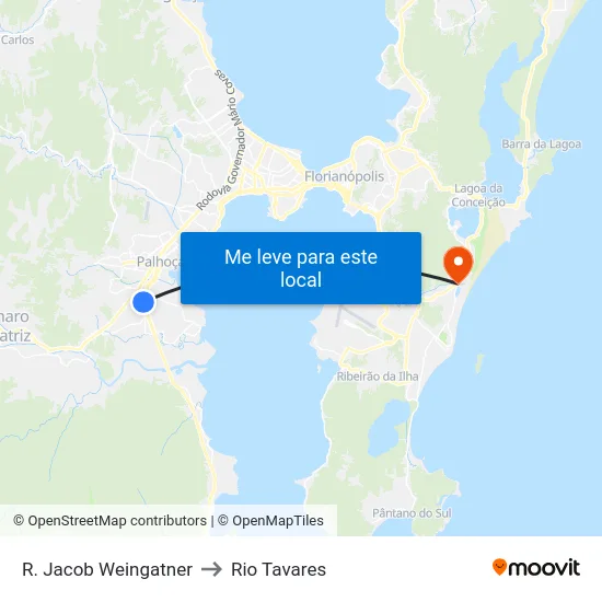 R. Jacob Weingatner to Rio Tavares map