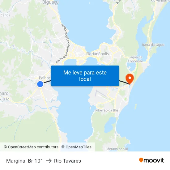 Marginal Br-101 to Rio Tavares map
