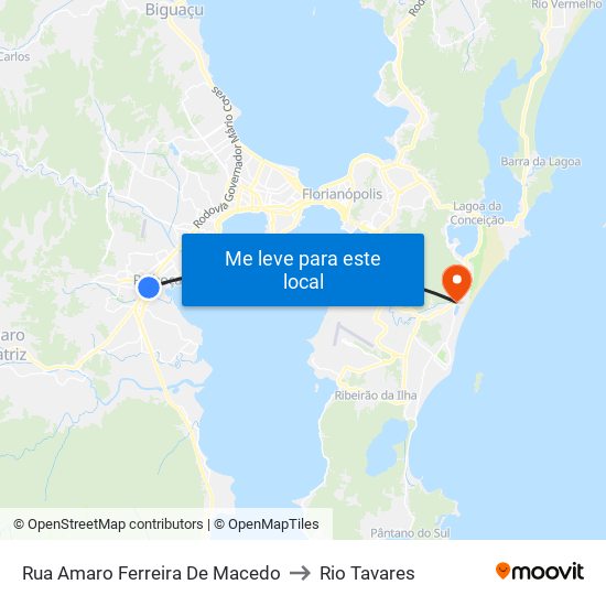 Rua Amaro Ferreira De Macedo to Rio Tavares map