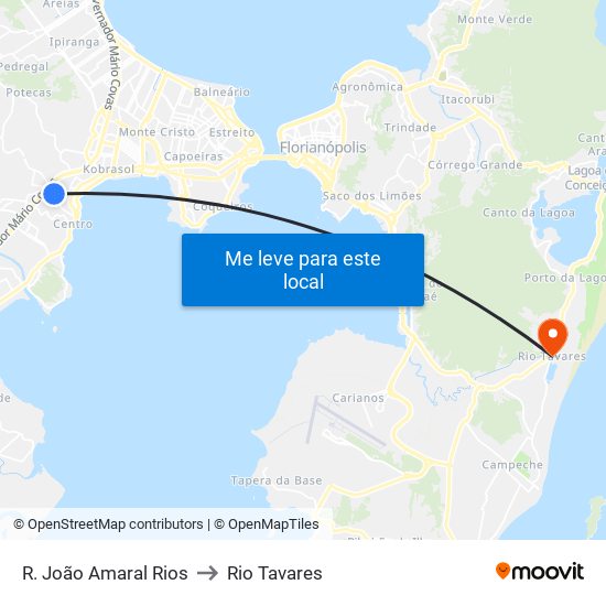 R. João Amaral Rios to Rio Tavares map