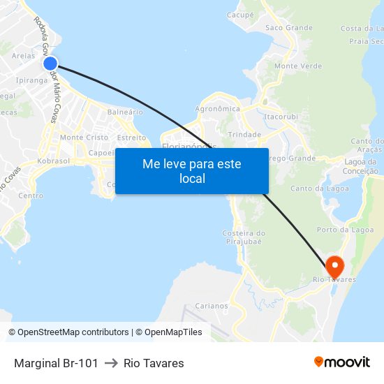 Marginal Br-101 to Rio Tavares map