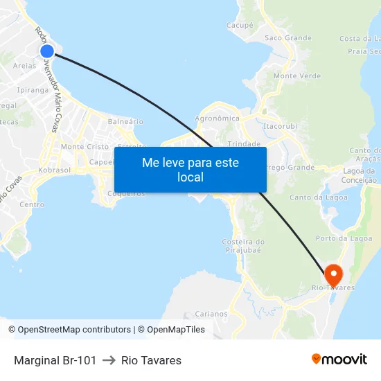 Marginal Br-101 to Rio Tavares map