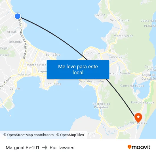 Marginal Br-101 to Rio Tavares map
