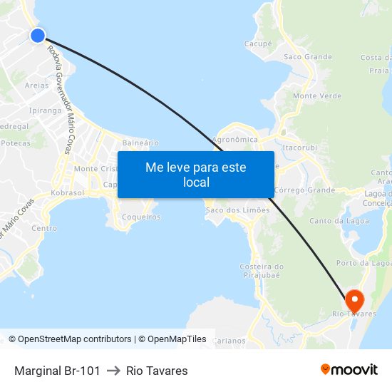 Marginal Br-101 to Rio Tavares map