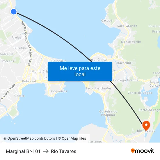 Marginal Br-101 to Rio Tavares map