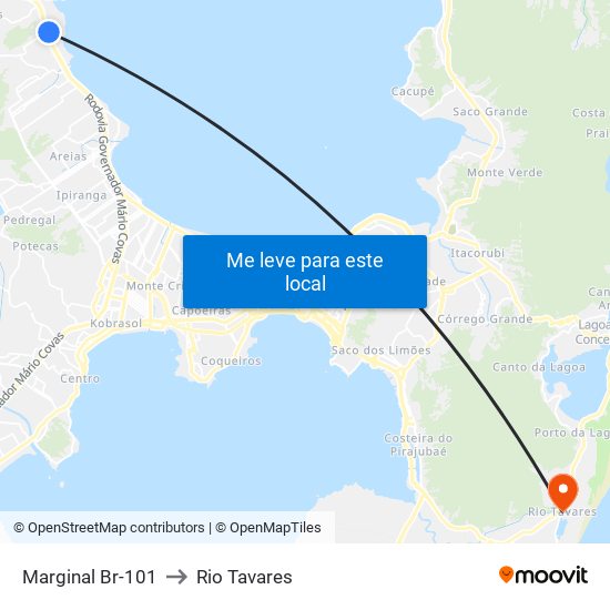 Marginal Br-101 to Rio Tavares map