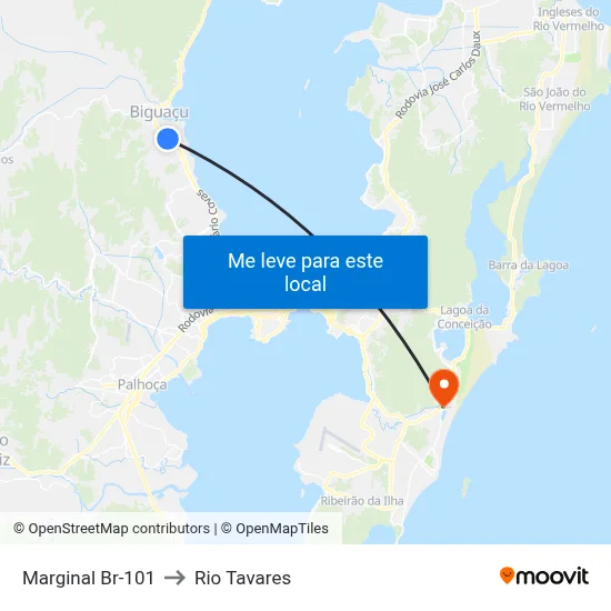 Marginal Br-101 to Rio Tavares map