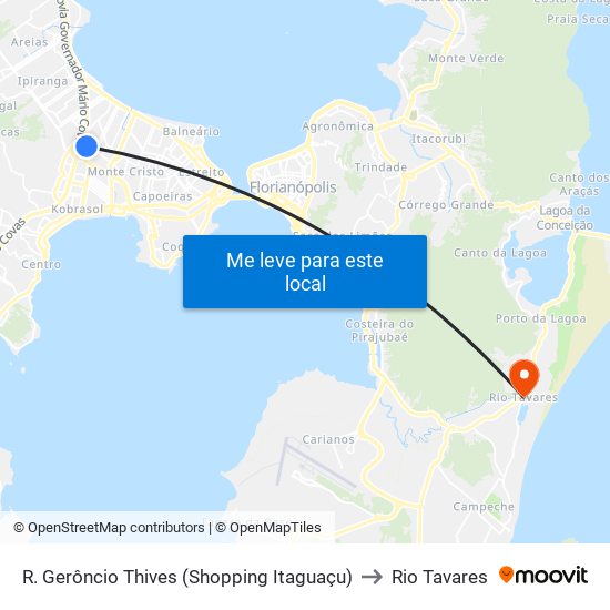 R. Gerôncio Thives (Shopping Itaguaçu) to Rio Tavares map