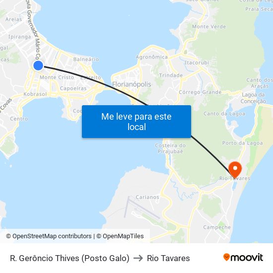 R. Gerôncio Thives (Posto Galo) to Rio Tavares map