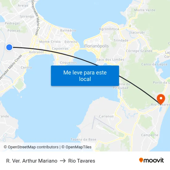 R. Ver. Arthur Mariano to Rio Tavares map