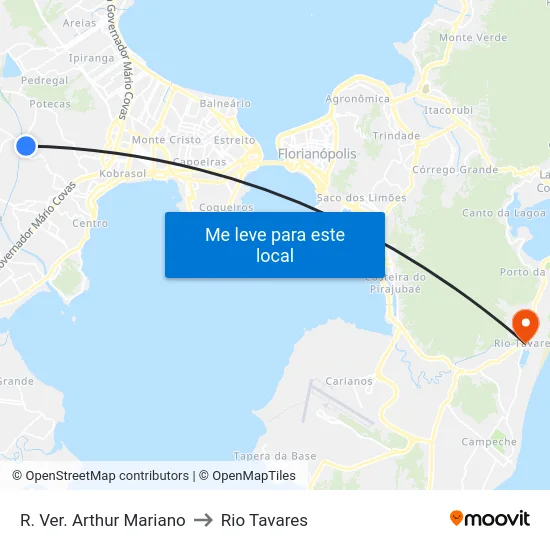 R. Ver. Arthur Mariano to Rio Tavares map