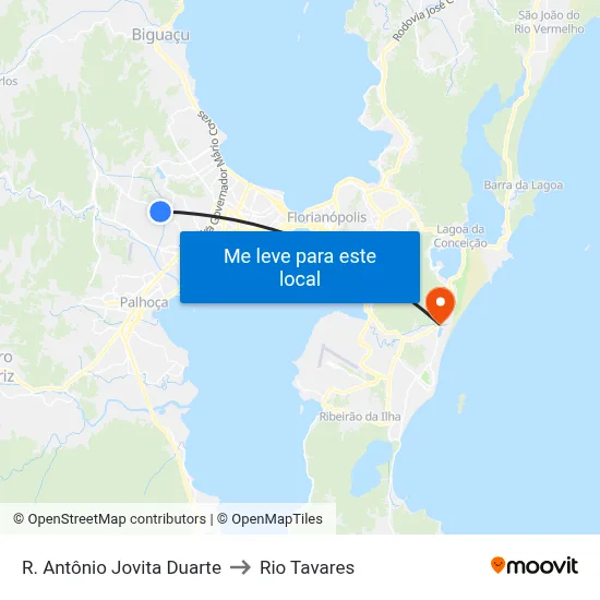 R. Antônio Jovita Duarte to Rio Tavares map