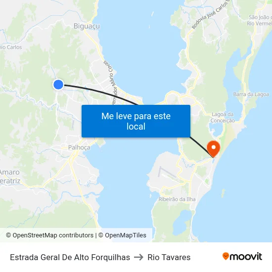 Estrada Geral De Alto Forquilhas to Rio Tavares map